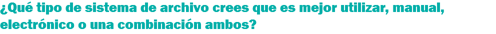 ¿Qué tipo de sistema de archivo crees que es mejor utilizar, manual, electrónico o una combinación ambos?