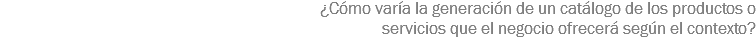 ¿Cómo varía la generación de un catálogo de los productos o servicios que el negocio ofrecerá según el contexto?