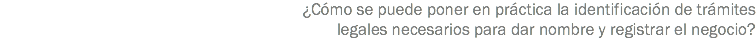 ¿Cómo se puede poner en práctica la identificación de trámites legales necesarios para dar nombre y registrar el negocio?