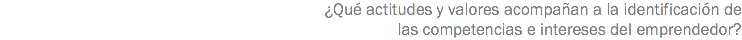 ¿Qué actitudes y valores acompañan a la identificación de las competencias e intereses del emprendedor?